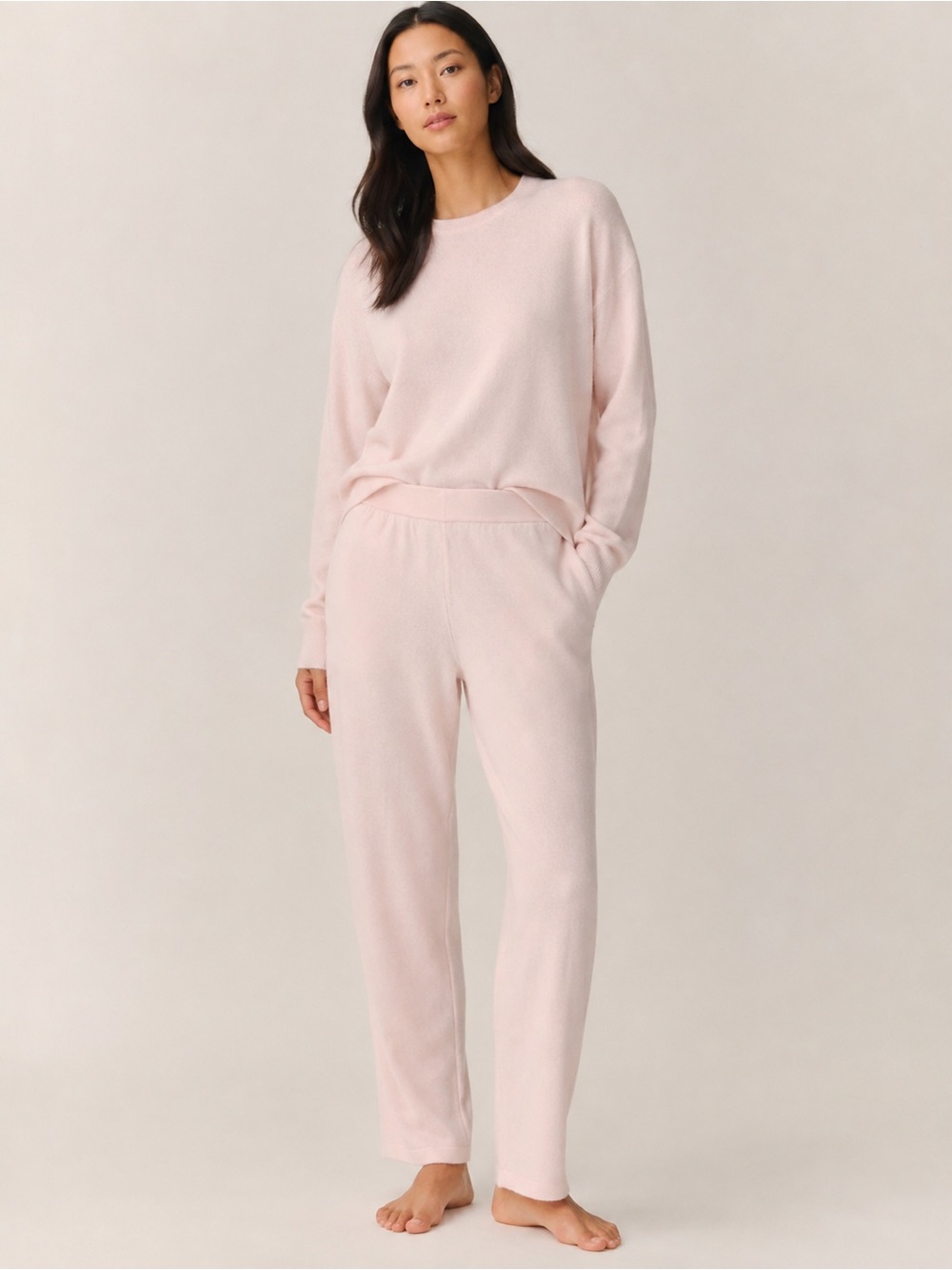 Soft by Naadam Signature Cashmere Straight Leg Pants Size Medium Light Baby Pink